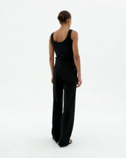 Schwarze hohe Taille Hose Theresa