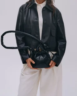 Schwarze Tasche aus veganem Leder Micro Ona