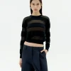 Schwarzer halbstransparenter Strickpullover Be