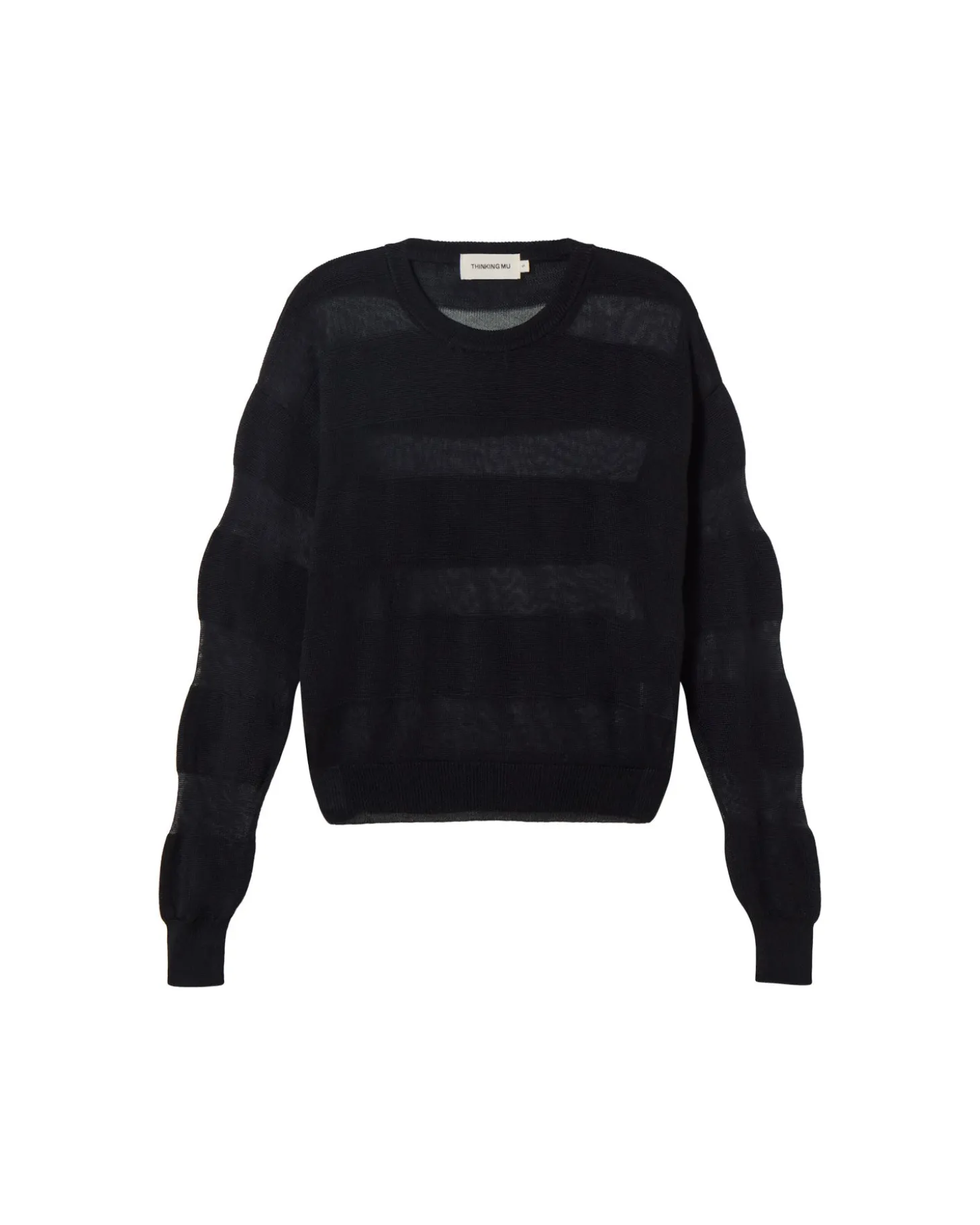 Schwarzer halbstransparenter Strickpullover Be