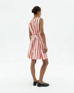 Seersucker gestreiftes Schleife Kleid Cecile