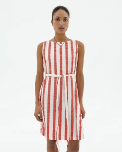 Seersucker gestreiftes Schleife Kleid Cecile