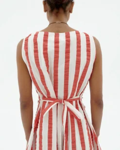 Seersucker gestreiftes Schleife Kleid Cecile