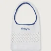 Weiße gehäkelte handgewebte Handtasche Effy