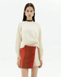 Weißer texturierter Strickpullover Clara