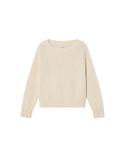 Weißer texturierter Strickpullover Clara