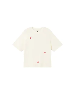 Weißes handbesticktes T-Shirt Lucia