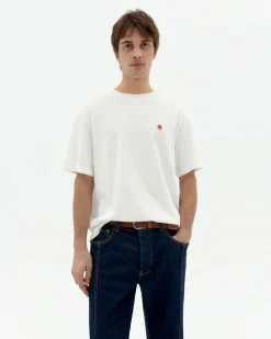 Weißes T-Shirt Aaron rote Sonne Rücken