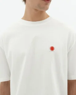 Weißes T-Shirt Aaron rote Sonne Rücken