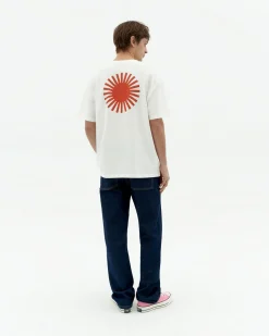 Weißes T-Shirt Aaron rote Sonne Rücken