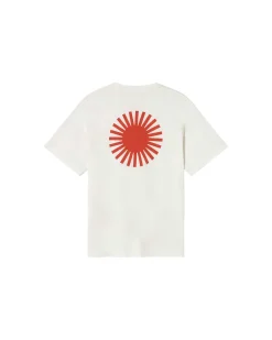 Weißes T-Shirt Aaron rote Sonne Rücken